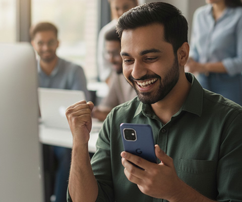 A scenic mountain lake with pine trees