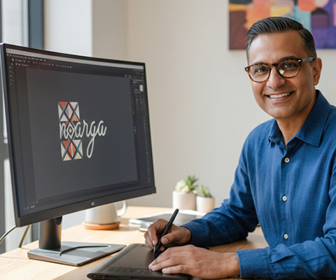 A scenic mountain lake with pine trees